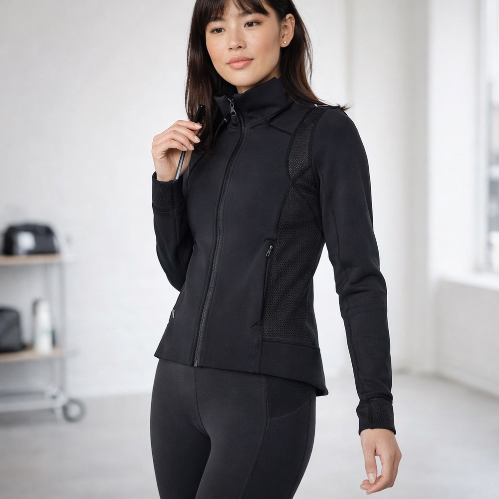 lululemon‎ Black Hot Mesh Full Zip Jacket Athleisure Workout Size 6